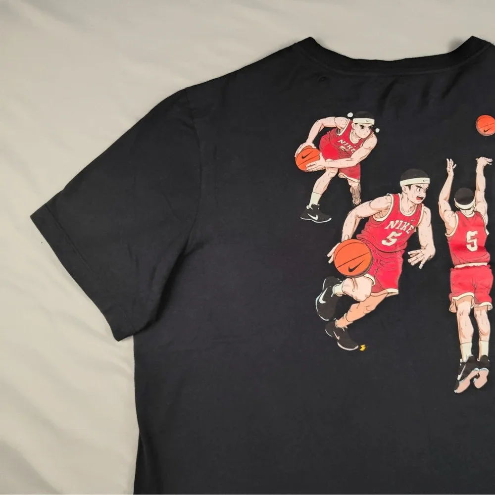 Nike Anime Basketball Graphic T Shirt Mens XL Black Swoosh Sports Cotton Tee